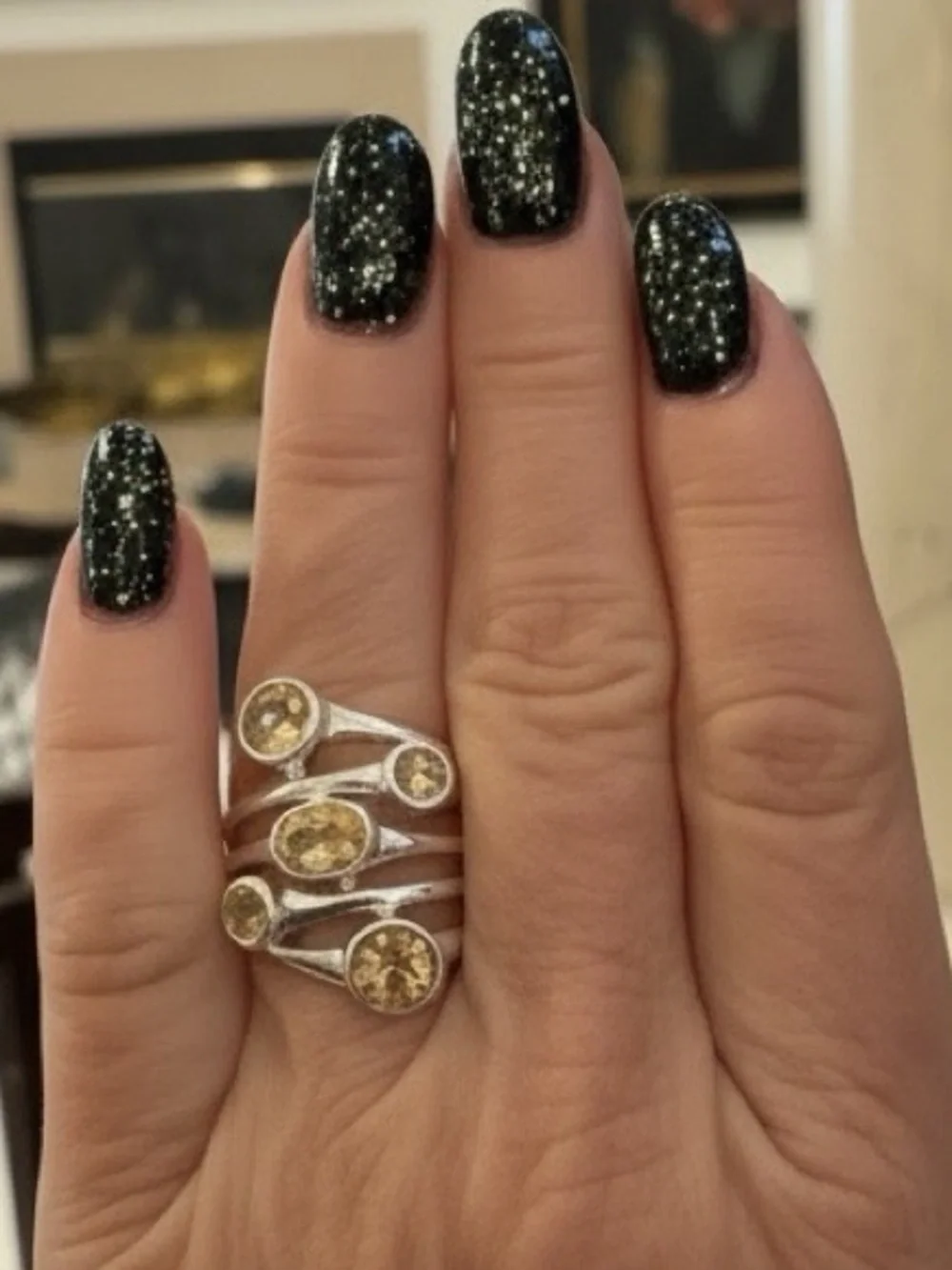Sterling Silver Multi-Stone Citrine Ring - Yellow‎ Gemstone Band